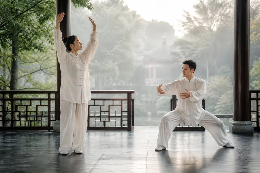 八段锦与太极拳的温和练习场景